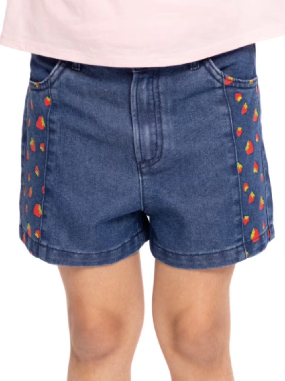 Strawberry Shortcake Girls Graphic Print Denim Shorts, Medium Wash, Size XL NWT